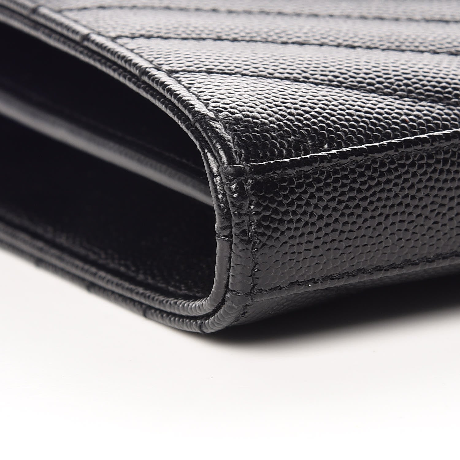 Saint Laurent Grain De Poudre Matelasse Chevron Monogram Chain Wallet Black 7 of 8