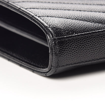 Saint Laurent Grain De Poudre Matelasse Chevron Monogram Chain Wallet Black 7 of 8