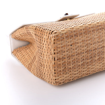 Chanel Calfskin Rattan Basket Flap Shoulder Bag White 10 of 11
