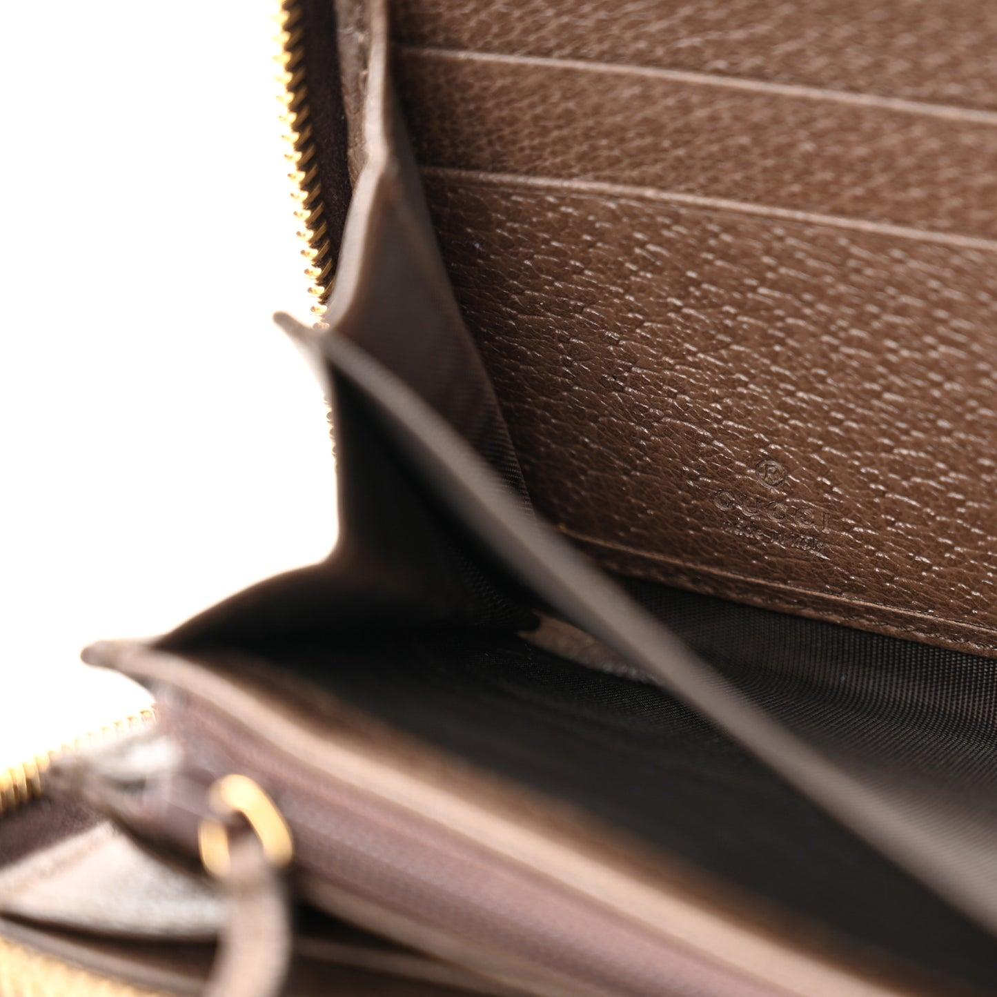 GG Supreme Monogram Web Ophidia Zip Around Wallet Brown