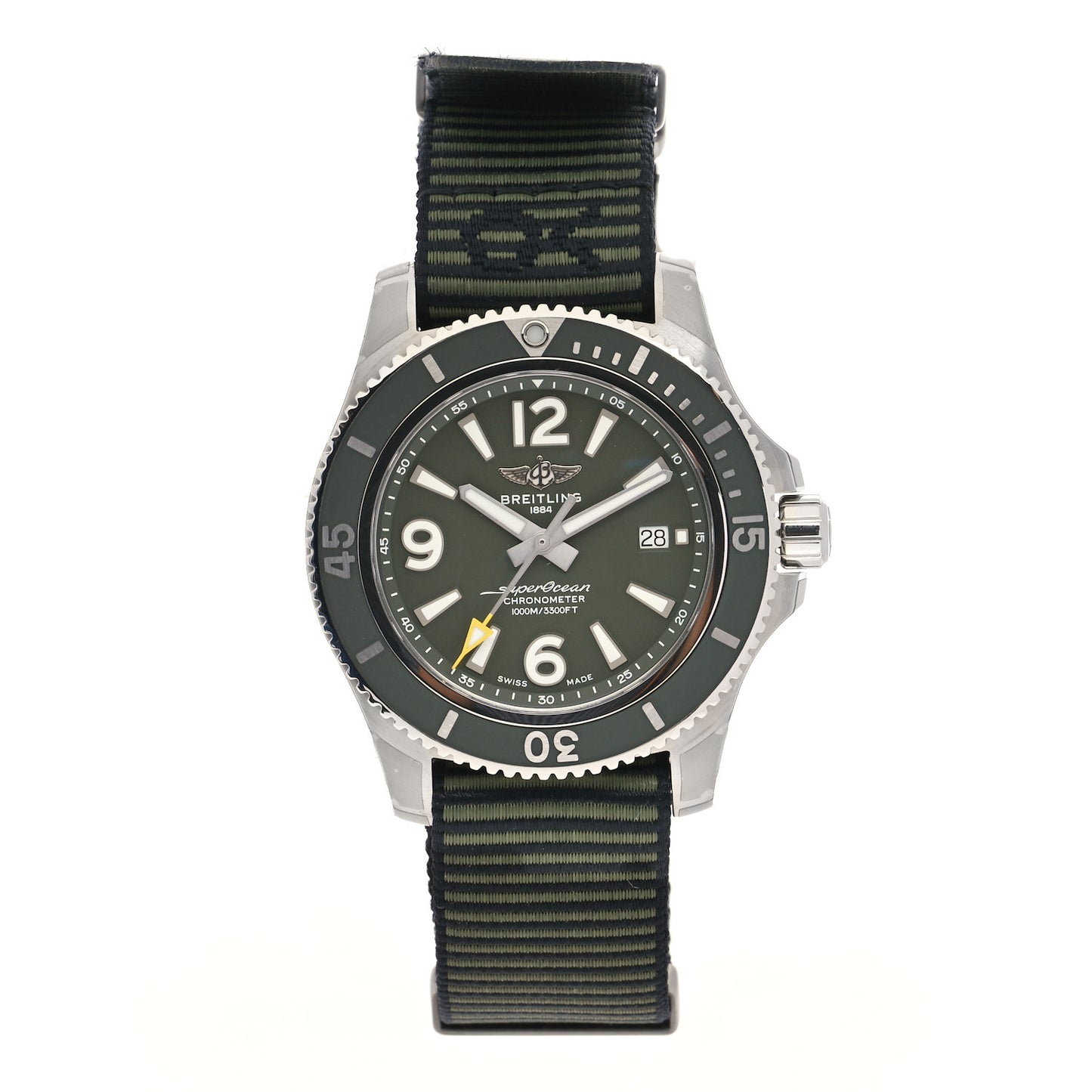 Stainless Steel Nylon 44mm Super Ocean Chronometer Automatic Watch Green A17367