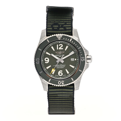 Breitling Stainless Steel Nylon 44mm Super Ocean Chronometer Automatic Watch Green A17367 1 of 5