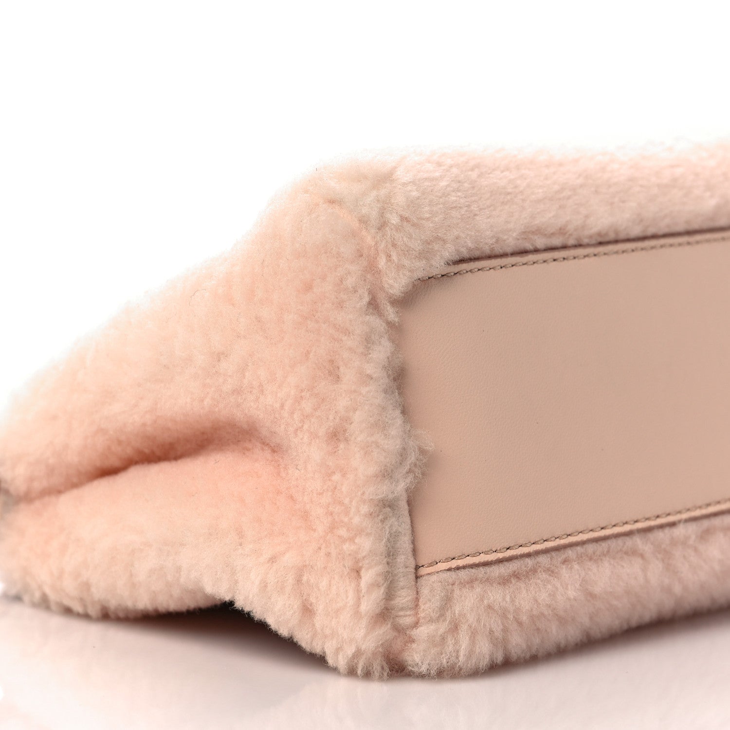 Fendi Shearling Shiny Nappa Mini Peekaboo Iconic Satchel Light Rose 7 of 9