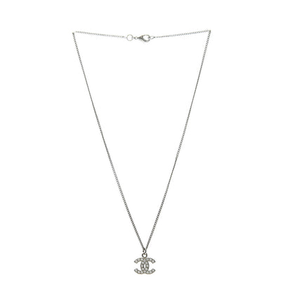Chanel Crystal Timeless CC Necklace Silver 3 of 6
