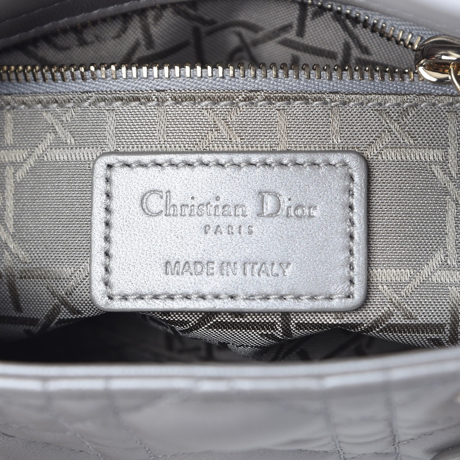 Christian Dior Metallic Lambskin Cannage Mini Lady Dior Grey 6 of 9