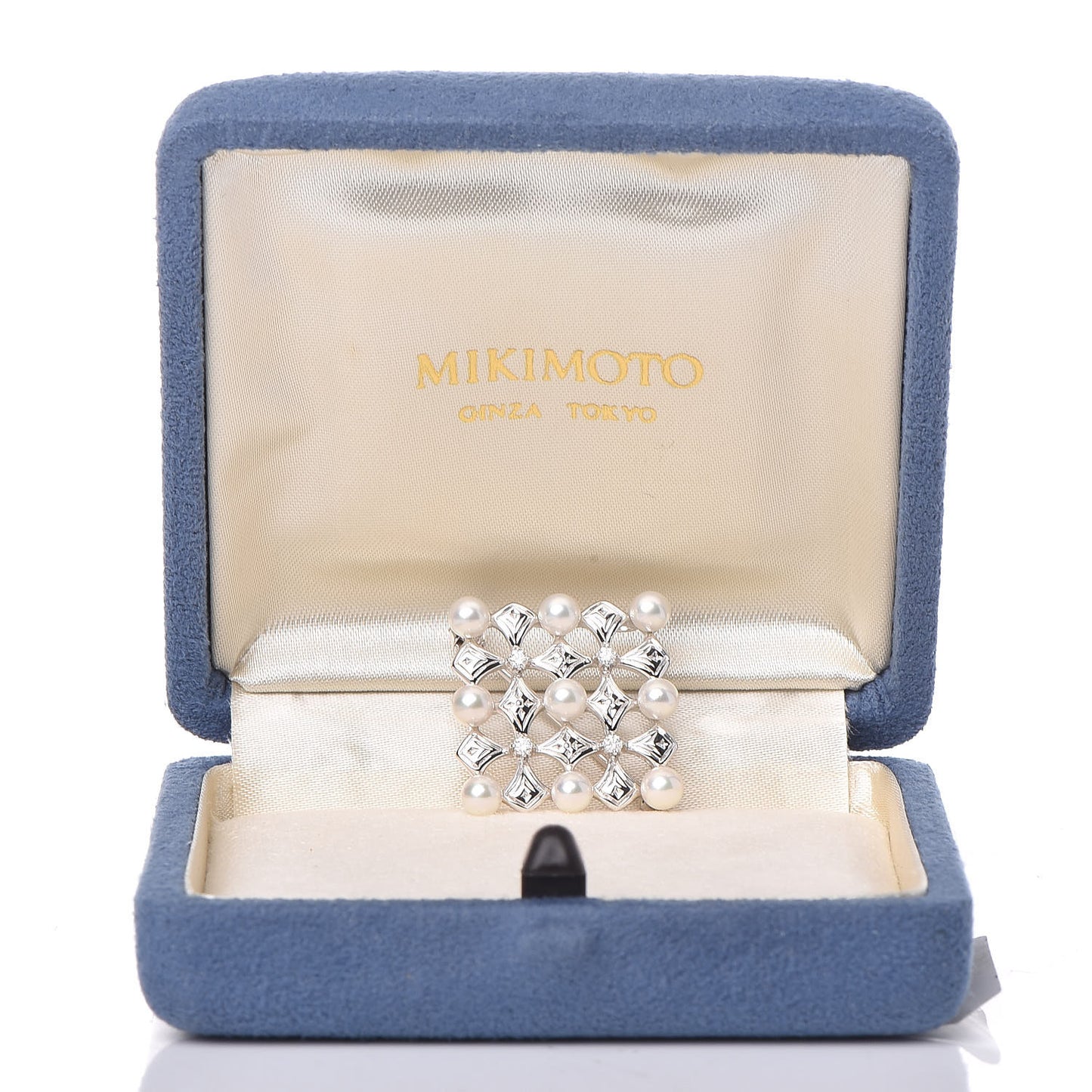 18K White Gold Diamond Akoya Pearl Pendant Brooch