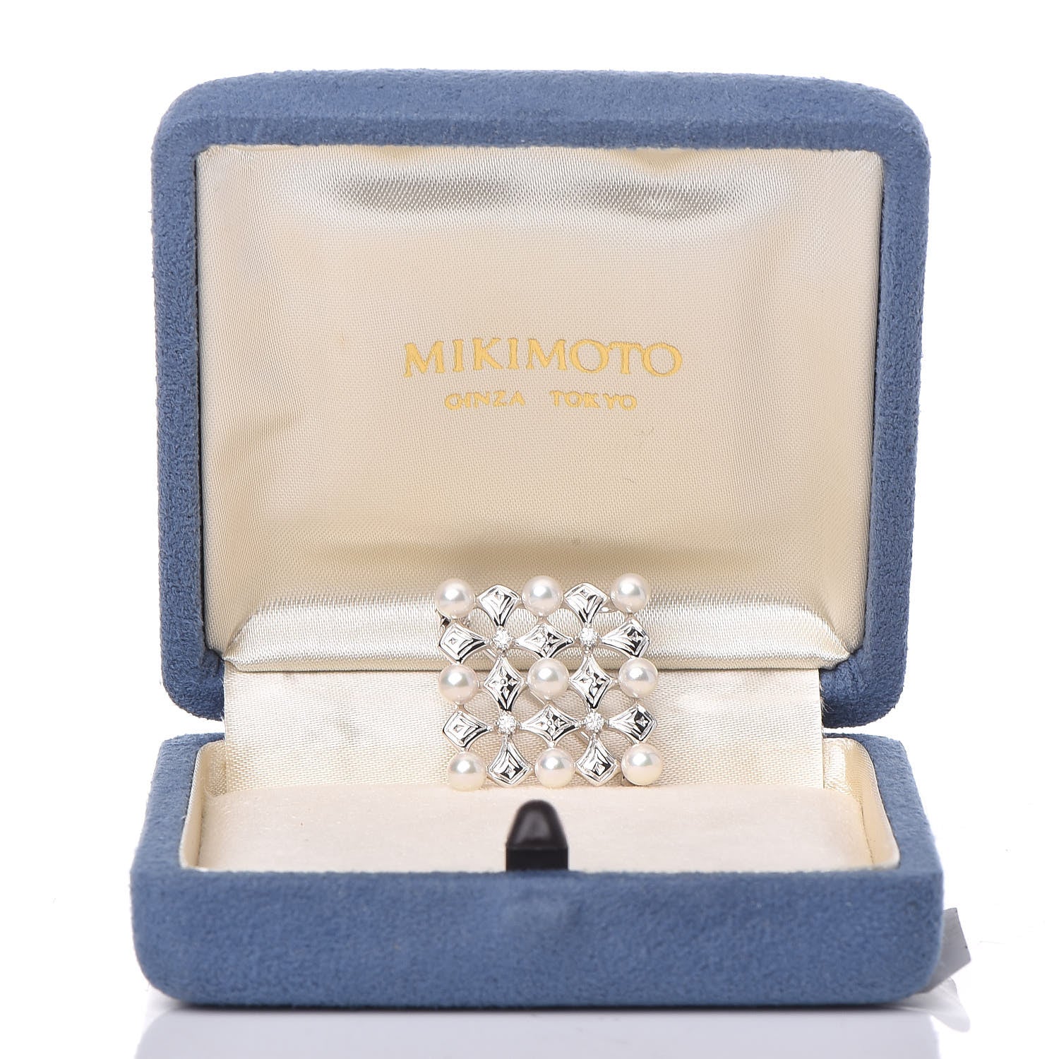 Mikimoto 18K White Gold Diamond Akoya Pearl Pendant Brooch 6 of 6