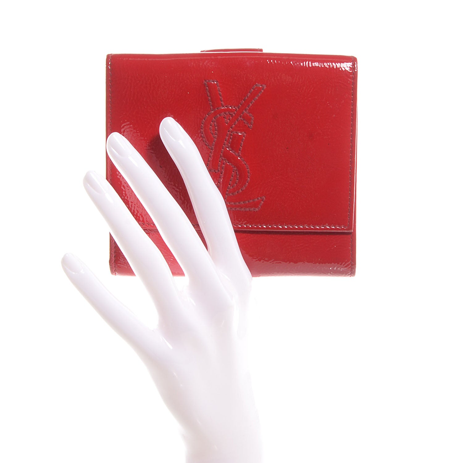 Saint Laurent Patent Belle de Jour French Wallet Red 2 of 7