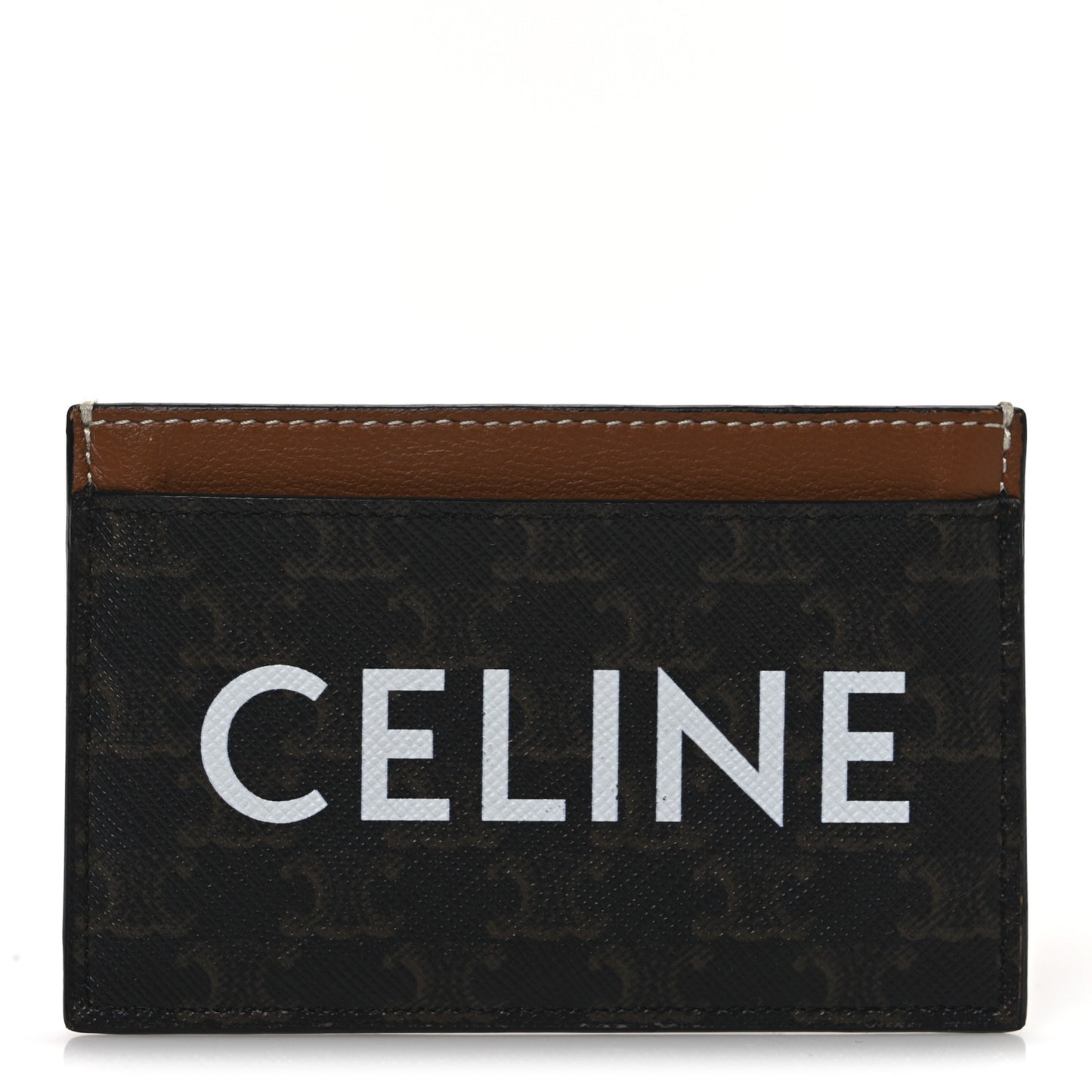 Triomphe Canvas Card Holder Tan
