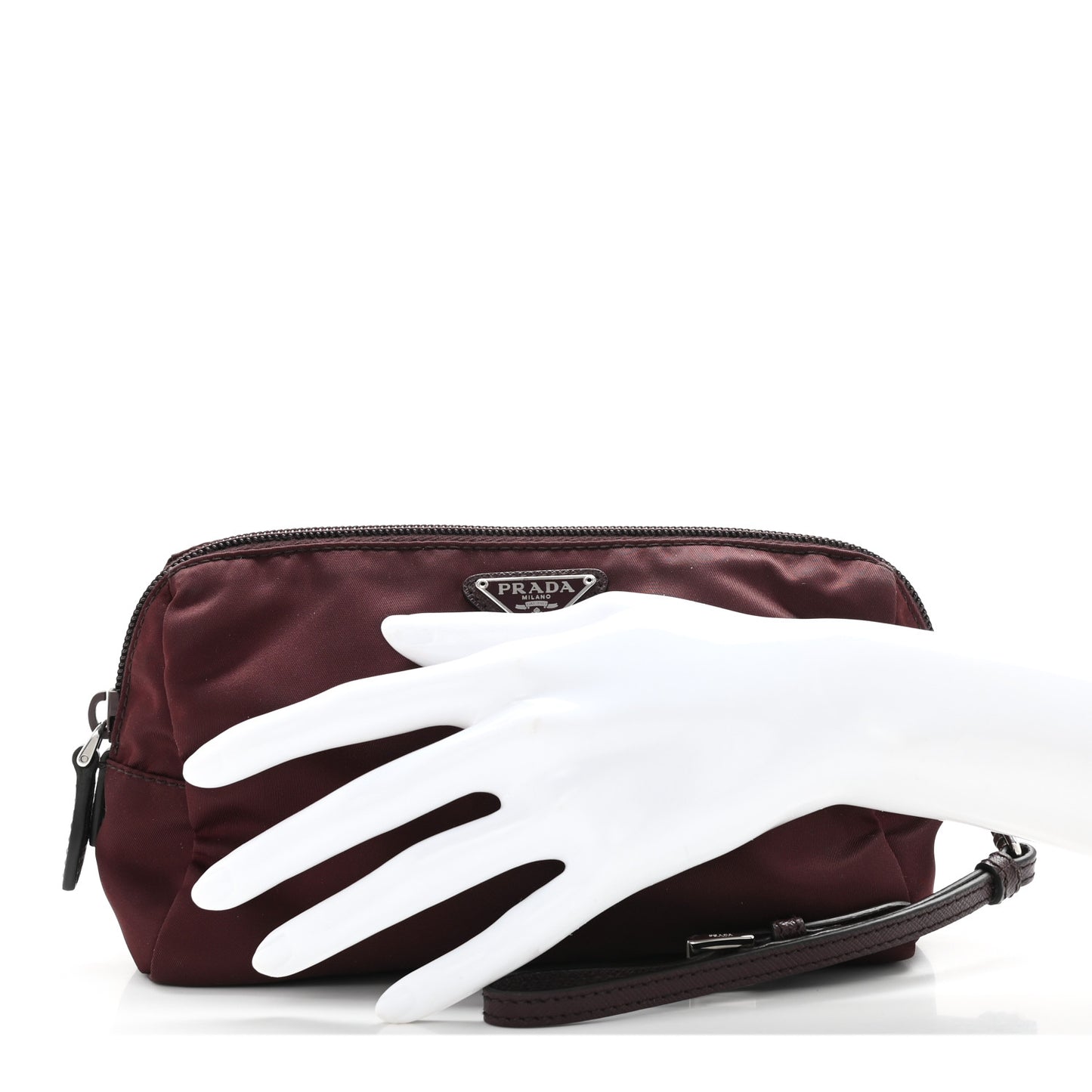 Tessuto Nylon Saffiano Wristlet Granato