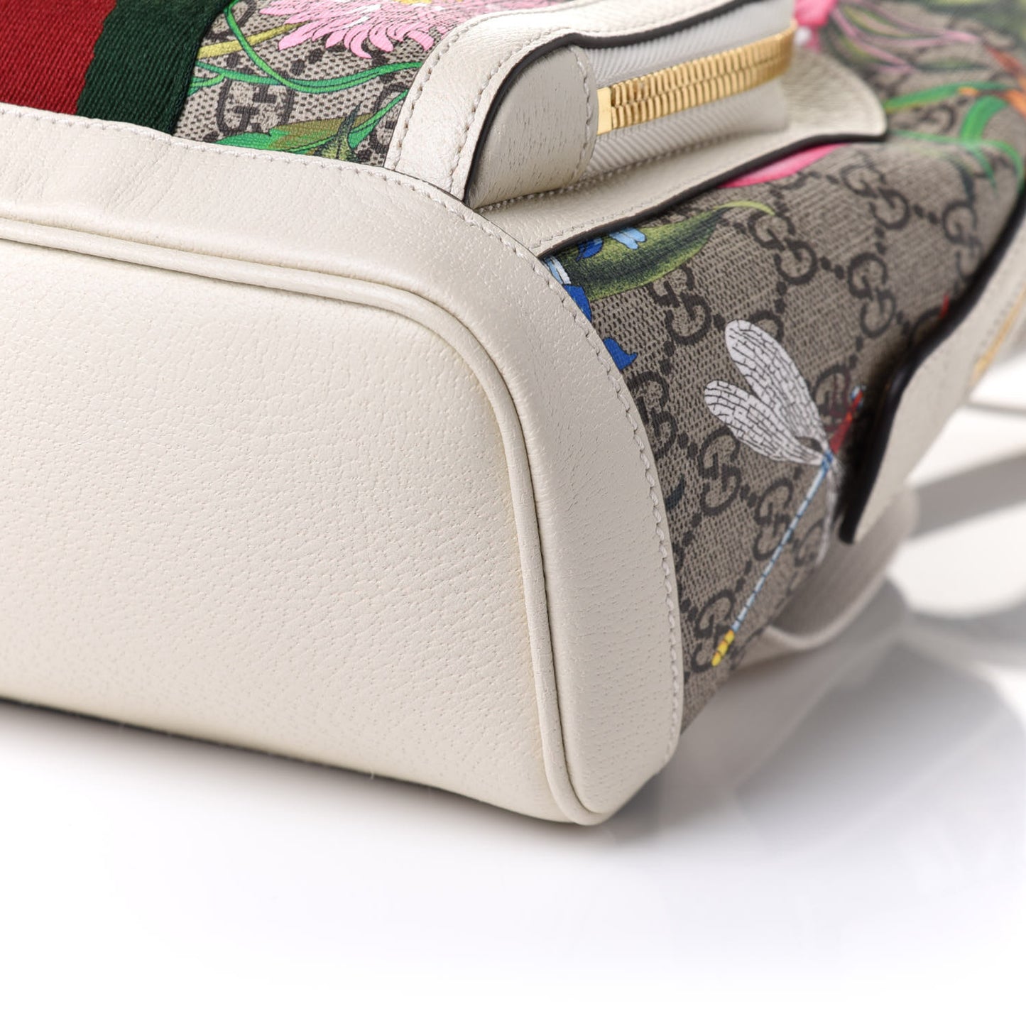 GG Supreme Monogram Flora Web Small Ophidia Day Backpack White