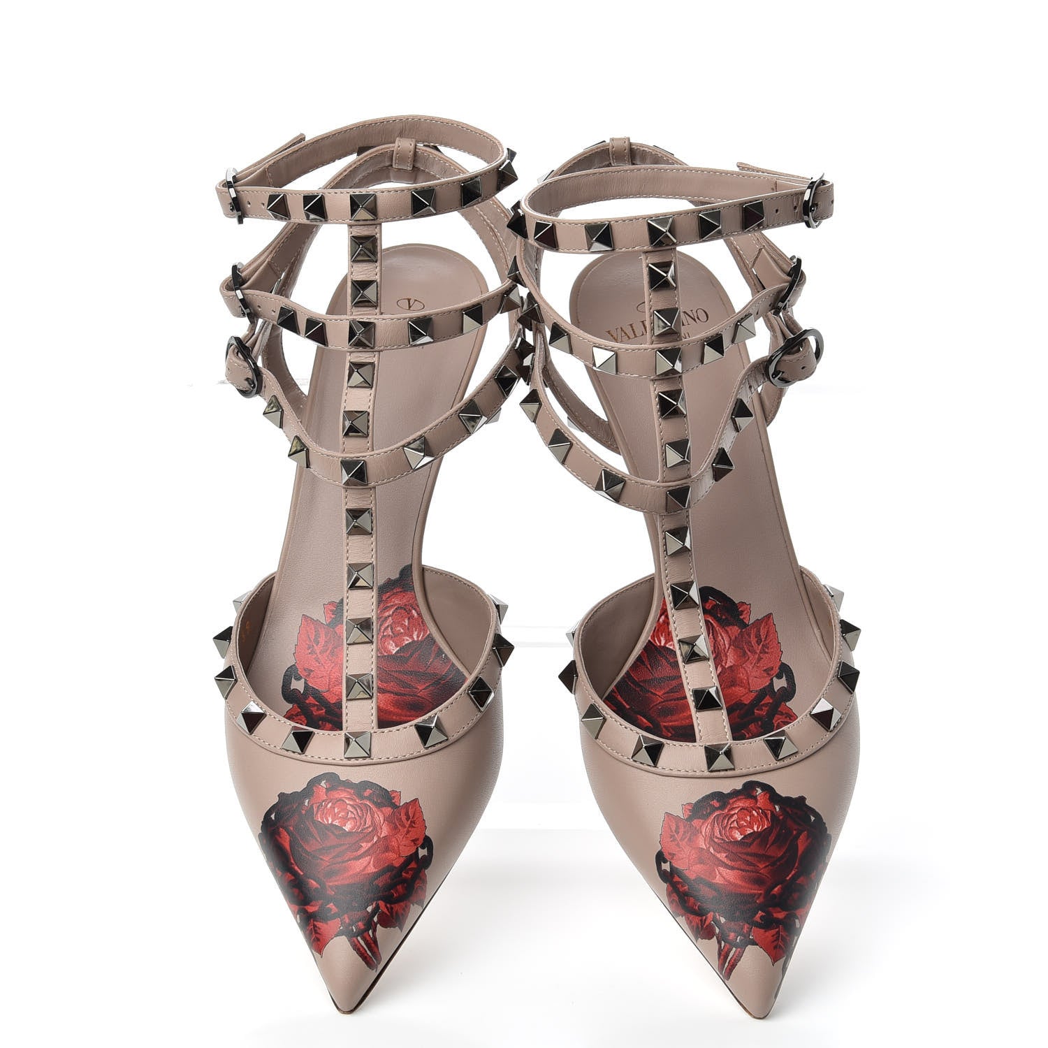 Valentino Garavani X UNDERCOVER Calfskin Rockstud Ankle Strap Low Heel Pumps 39 Poudre 6 of 11