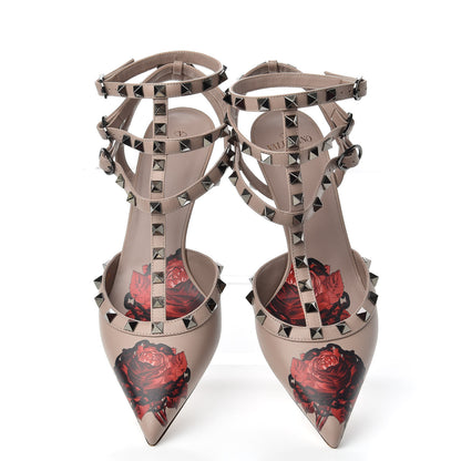 Valentino Garavani X UNDERCOVER Calfskin Rockstud Ankle Strap Low Heel Pumps 39 Poudre 6 of 11