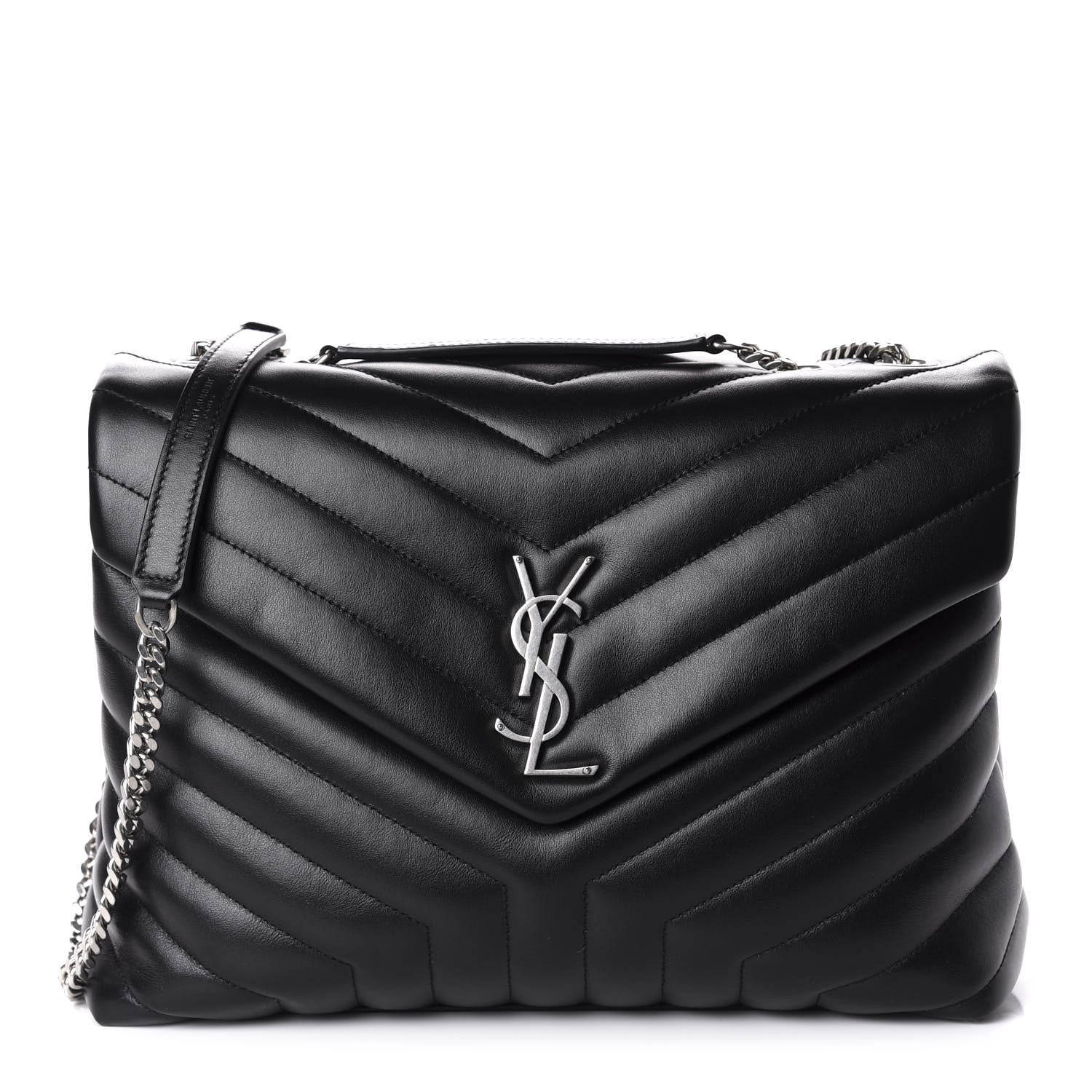 Saint Laurent Calfskin Y Quilted Monogram Medium Loulou Chain Satchel Black 1 of 11