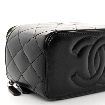 Chanel Shiny Crumpled Calfskin Crystal Quilted Precious Handle Vanity Case With Chain Black 9 of 11