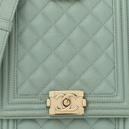 Chanel Caviar Quilted North South Boy Flap Light Blue 9 of 14