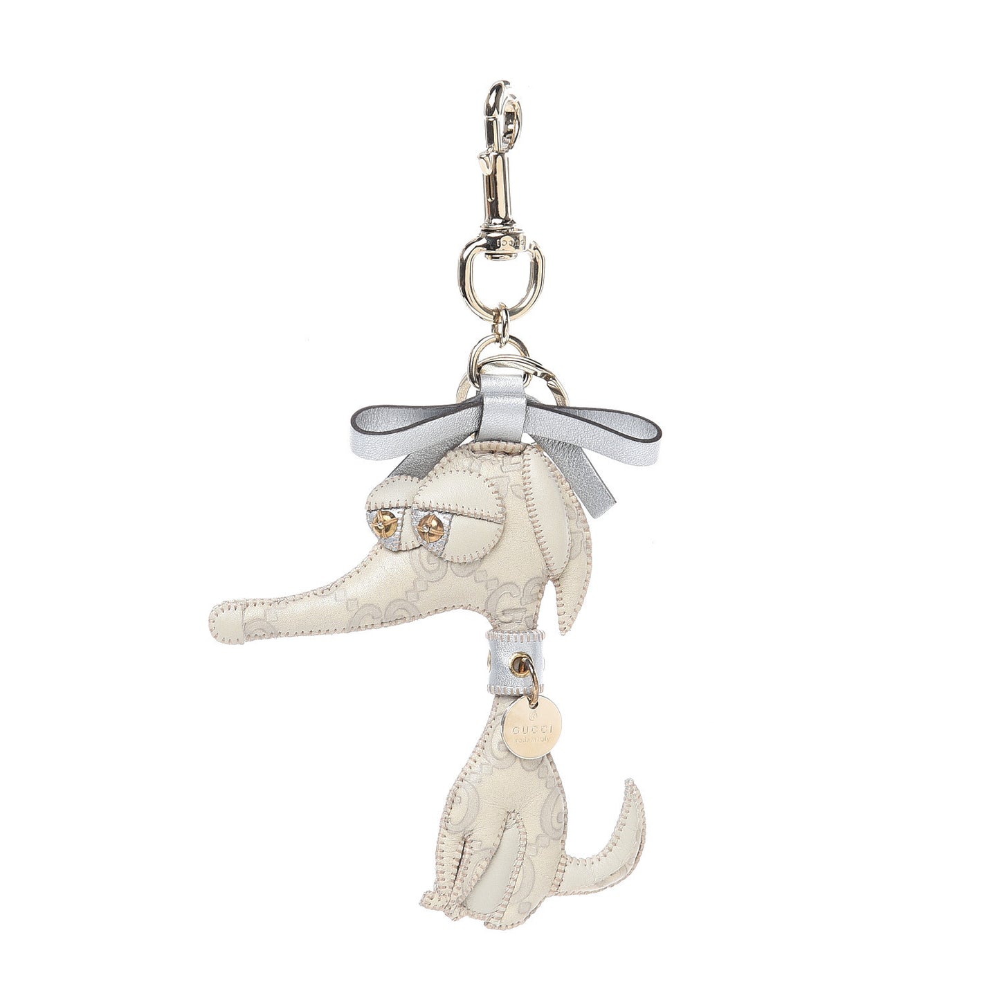 Guccissima Dog Key Charm Off White