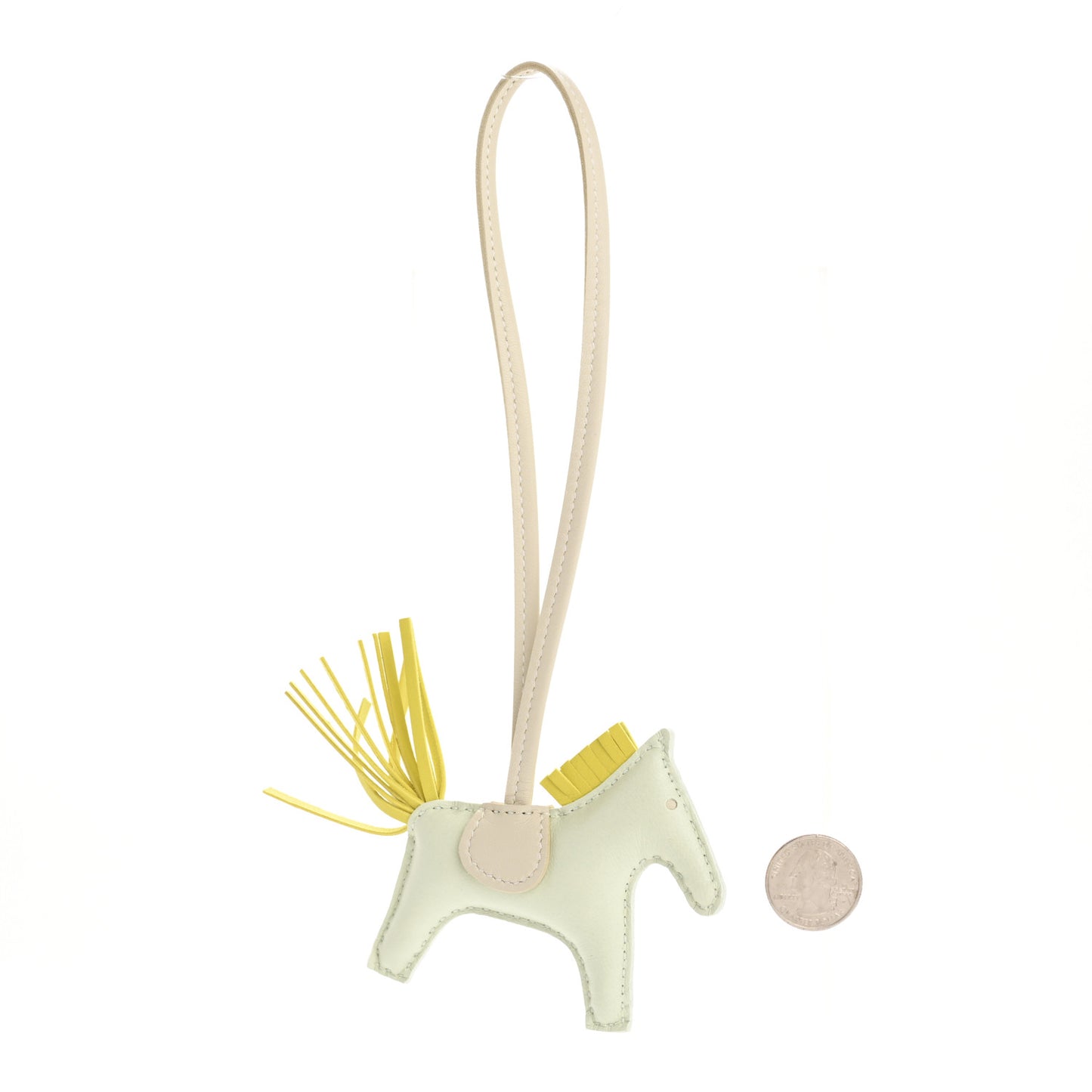 Milo Lambskin Grigri Rodeo Horse Bag Charm PM Vert Fizz Lime Craie