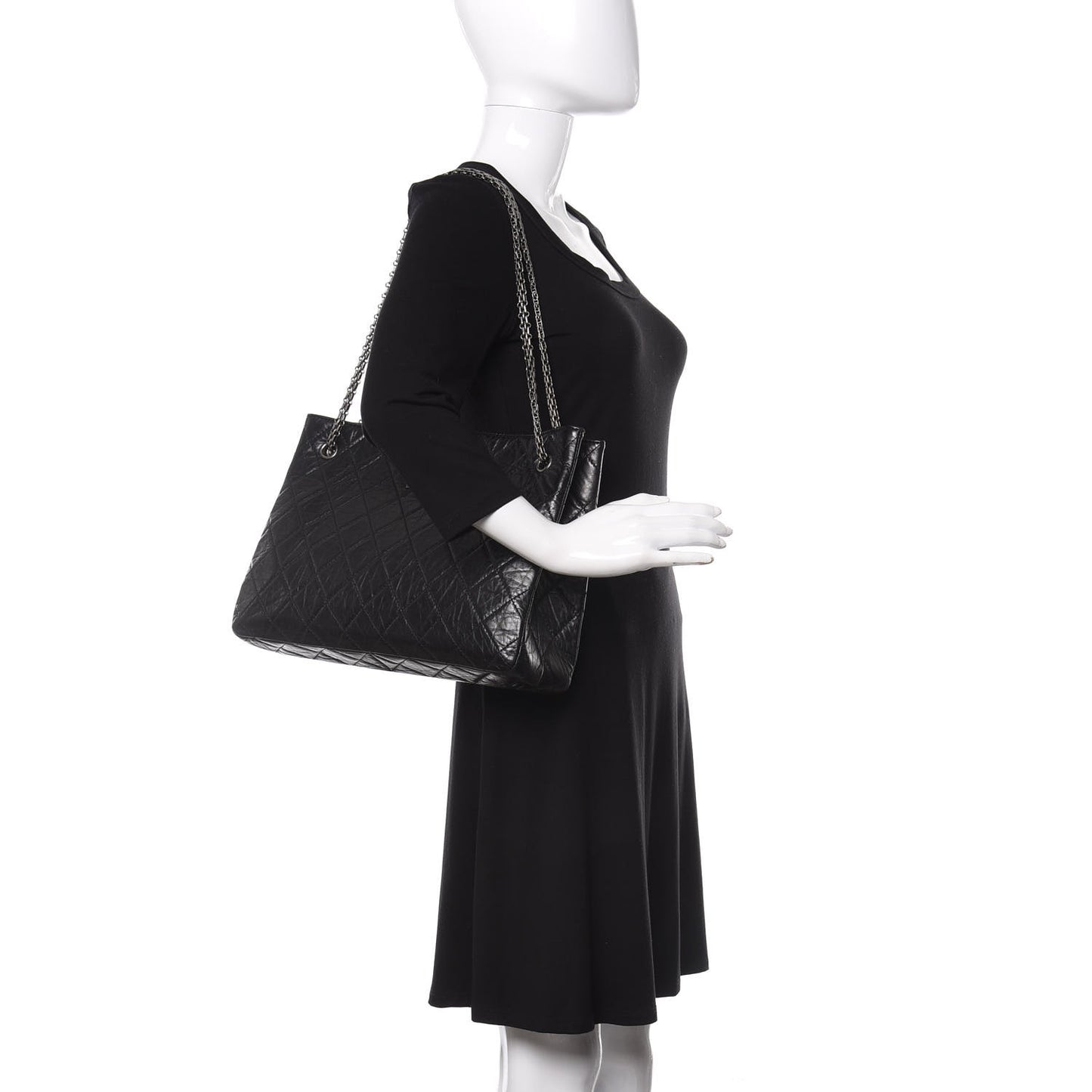 Aged Calfskin Quilted Reissue 2.55 Tote Black