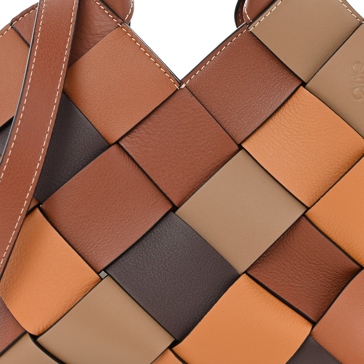 Calfskin Small Woven Basket Surplus Bag Brown