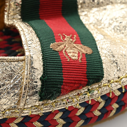 Gucci Galassia Web Bee Embroidered Espadrilles  36.5 Platino 10 of 10