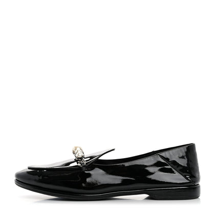 Miu Miu Vernice Soft Pearl Chain Convertible Loafers 39 Black 1 of 11