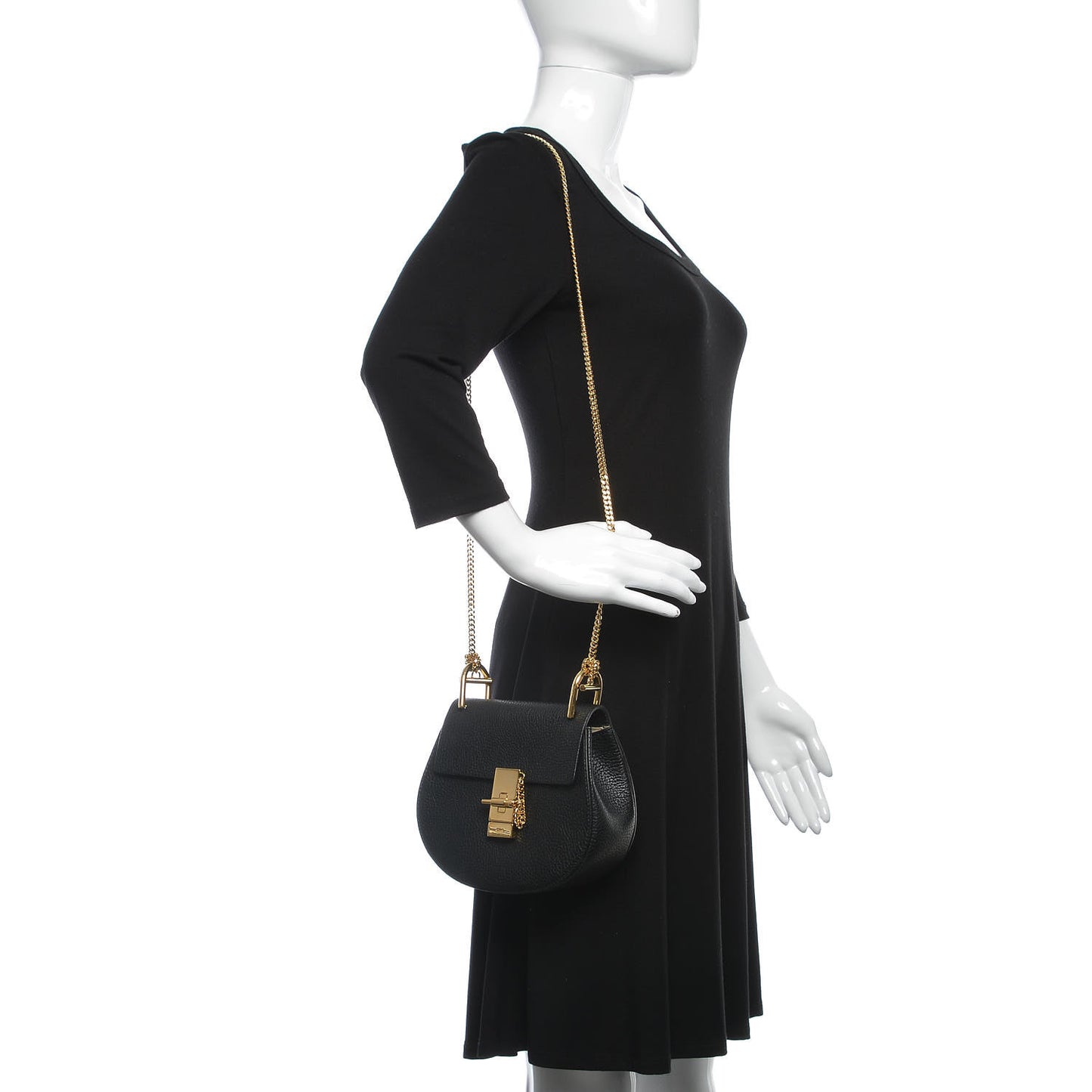 Grained Lambskin Mini Drew Shoulder Bag Black
