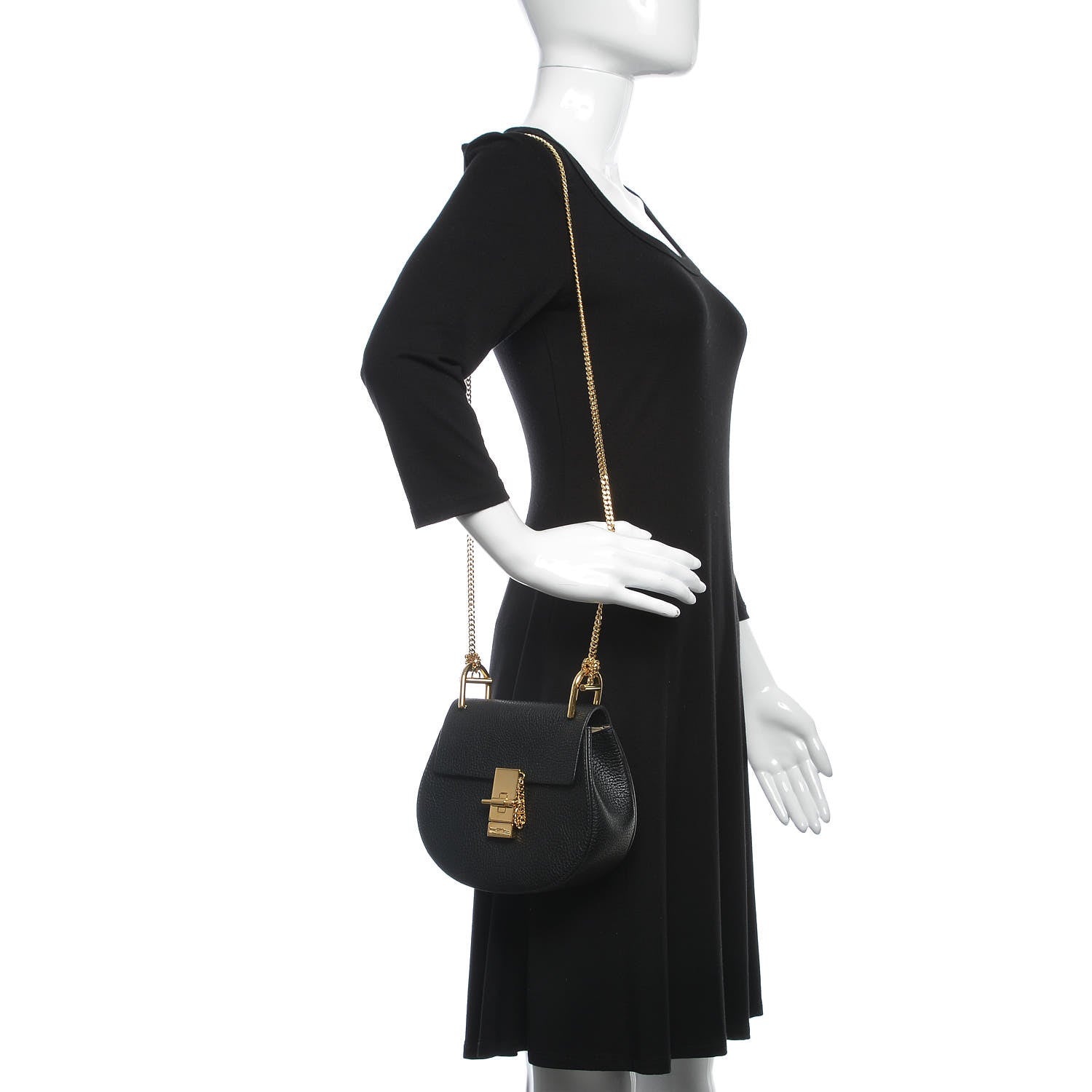 Chloe Grained Lambskin Mini Drew Shoulder Bag Black 2 of 6