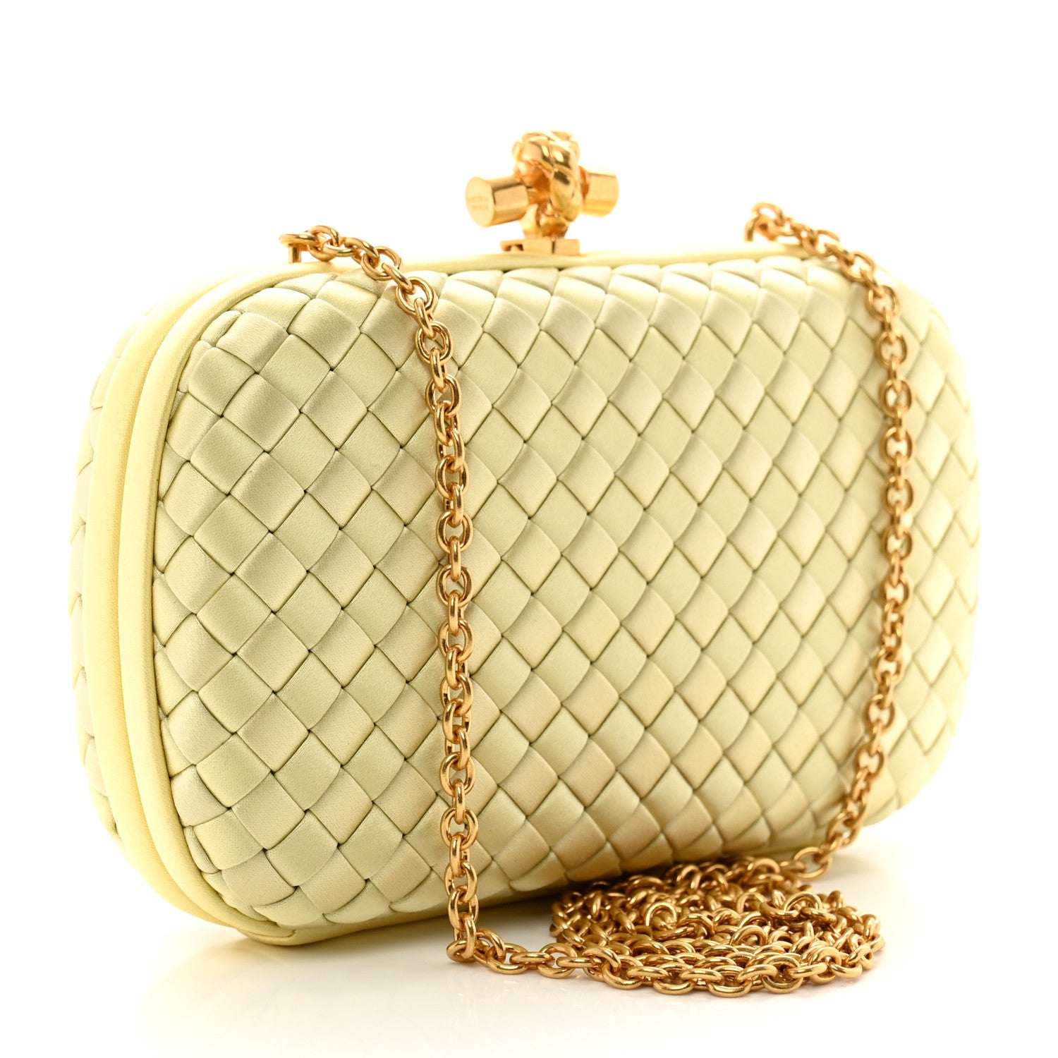 Bottega Veneta Satin Ayers Intrecciato Chain Knot Clutch Duchesse 3 of 9