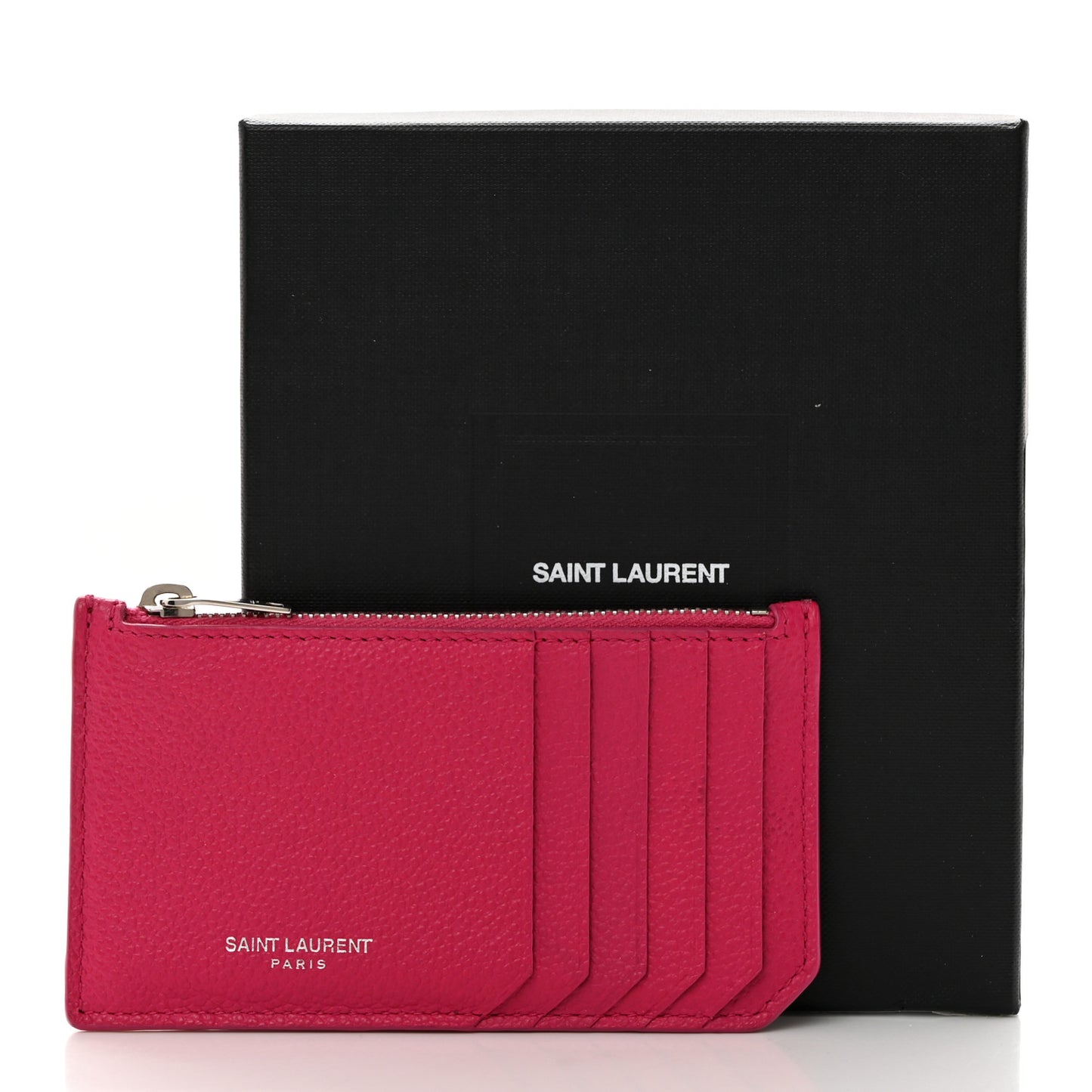 Grained Calfskin 5 Fragments Zip Pouch Card Holder Bubblegum