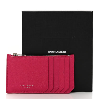Saint Laurent Grained Calfskin 5 Fragments Zip Pouch Card Holder Bubblegum 8 of 8