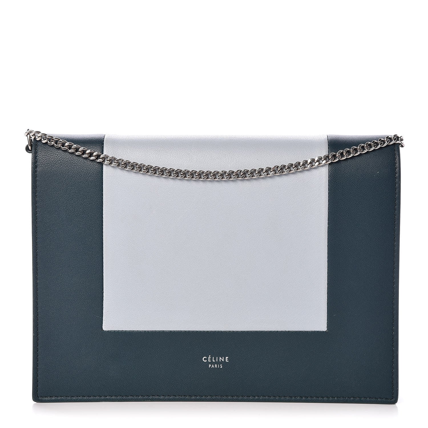 Celine Smooth Lambskin Frame Evening Chain Clutch Mineral Dark Green 1 of 15