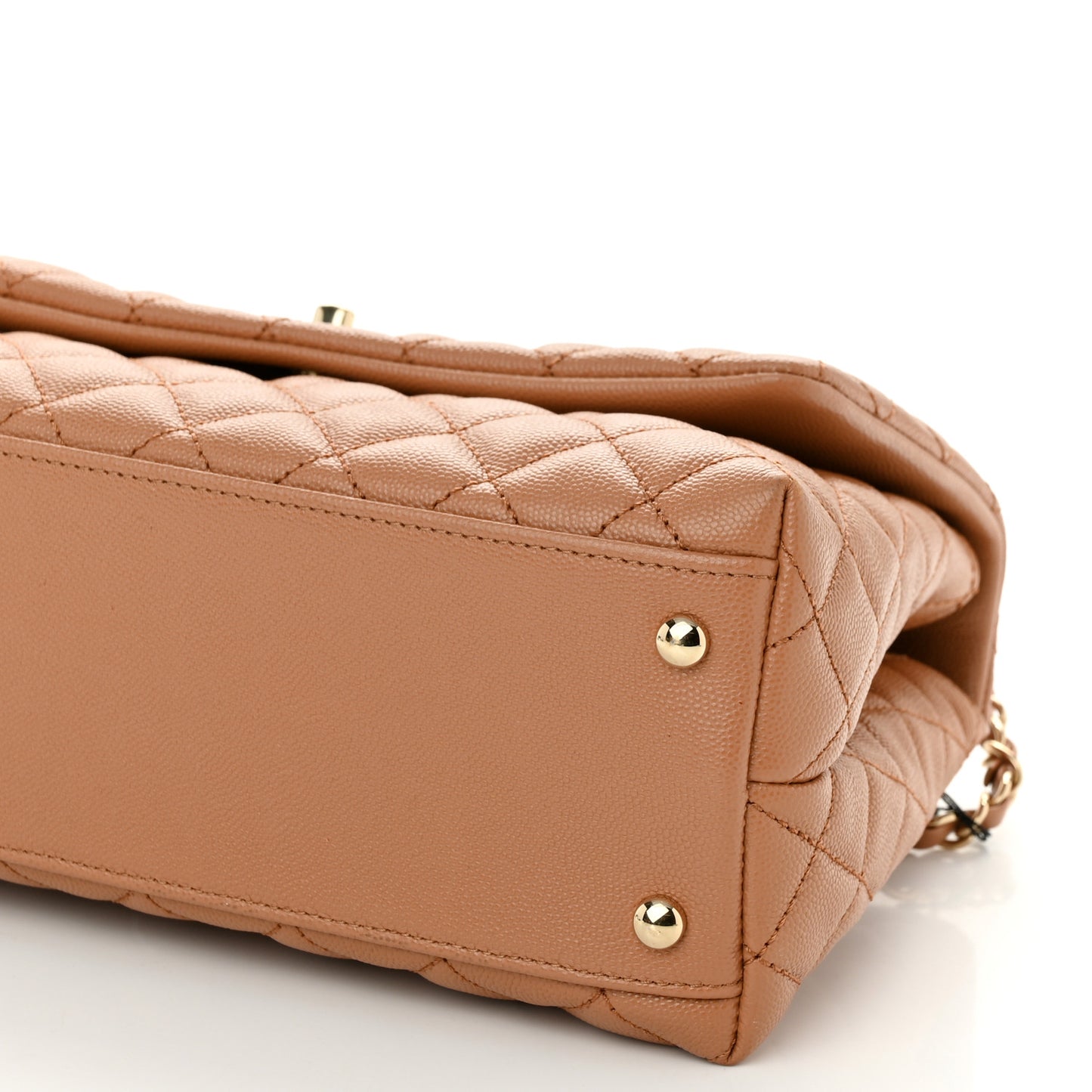 Caviar Quilted Lizard Embossed Small Coco Handle Flap Brown