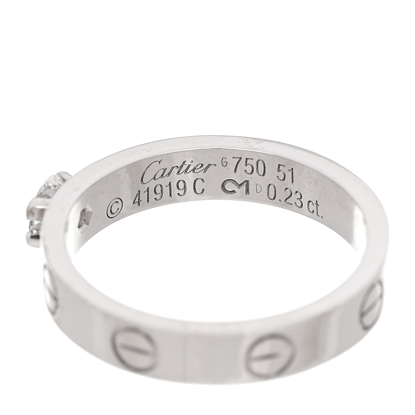 18K White Gold Diamond .23ct LOVE Solitaire Engagement Ring 51 5.75