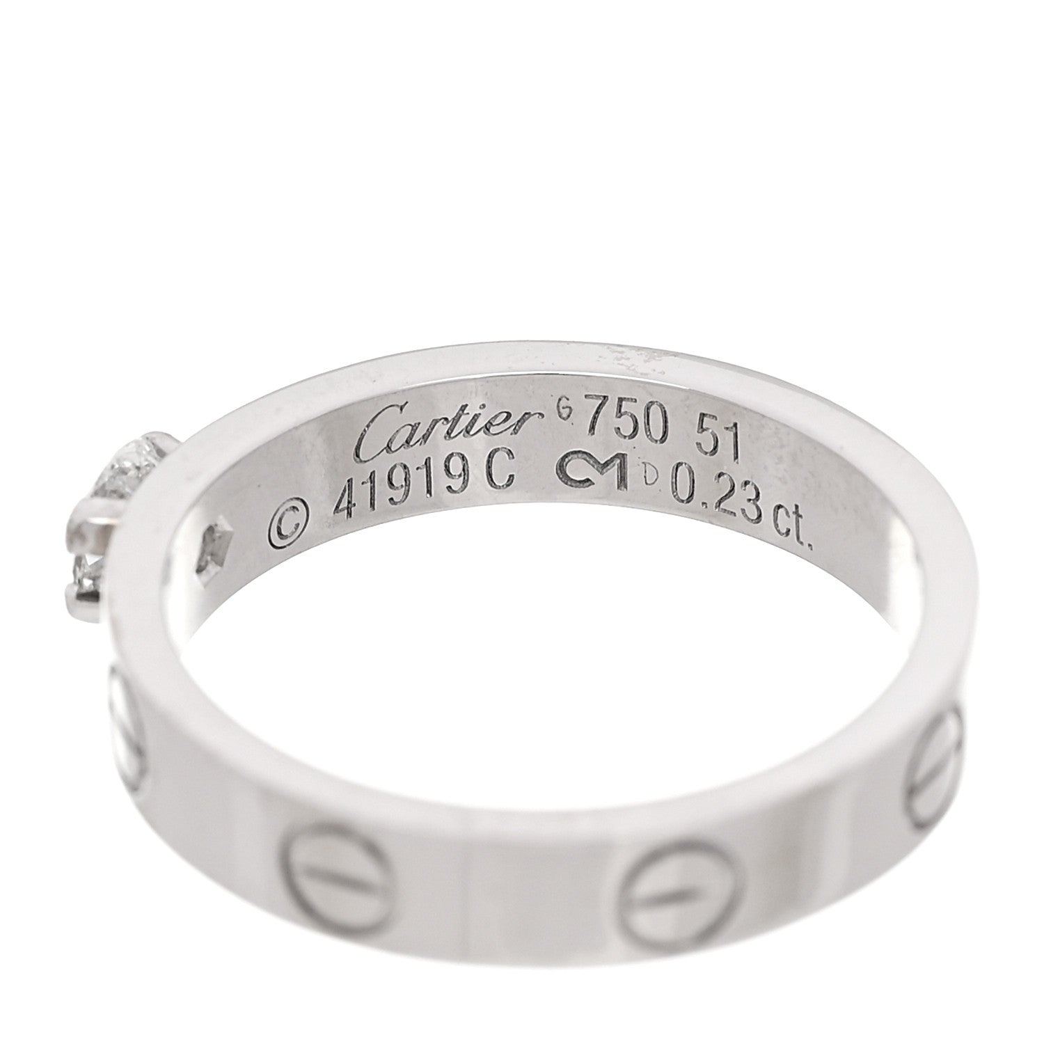 Cartier 18K White Gold Diamond .23ct LOVE Solitaire Engagement Ring 51 5.75 5 of 5