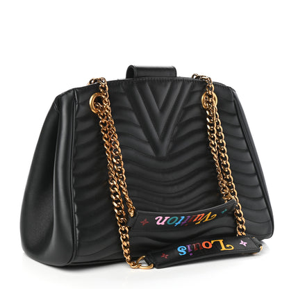 Louis Vuitton Calfskin New Wave Chain Tote Black 3 of 9