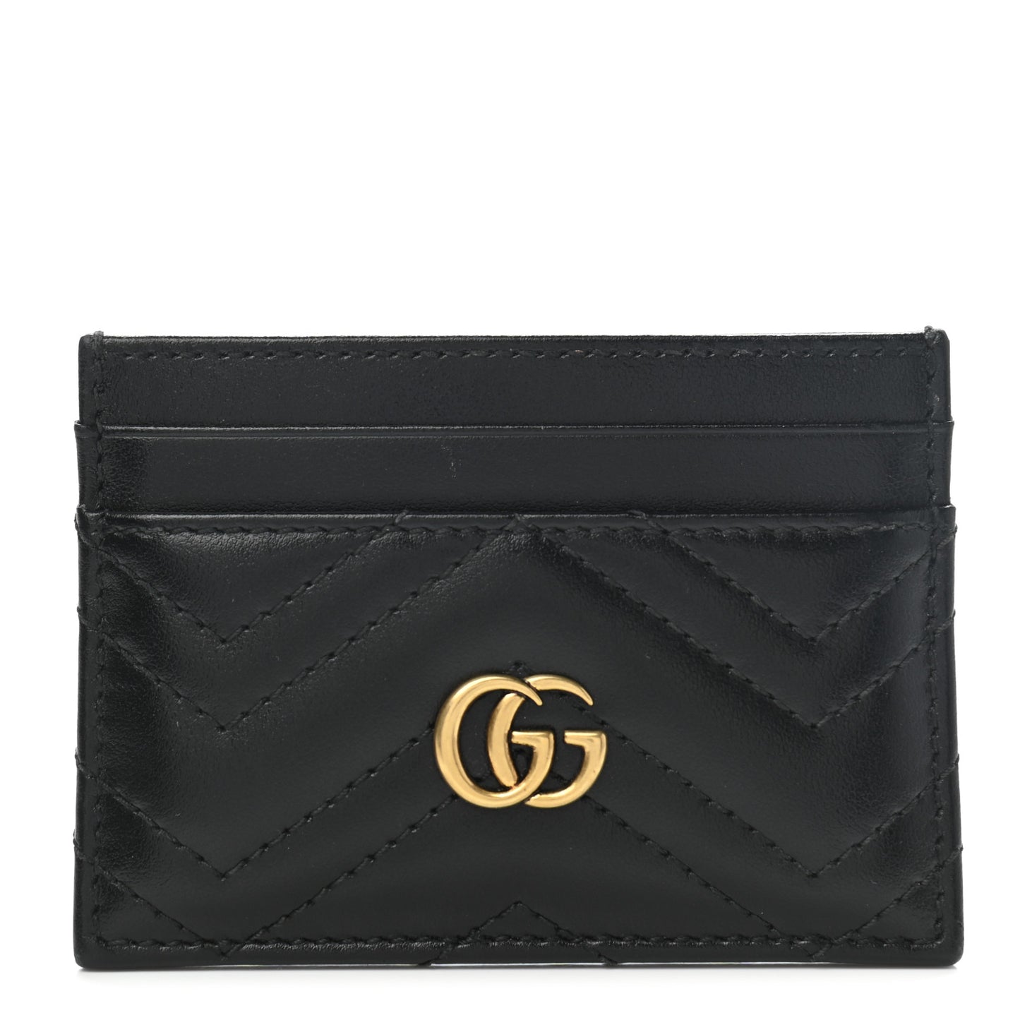 Calfskin Matelasse GG Marmont Card Holder Black