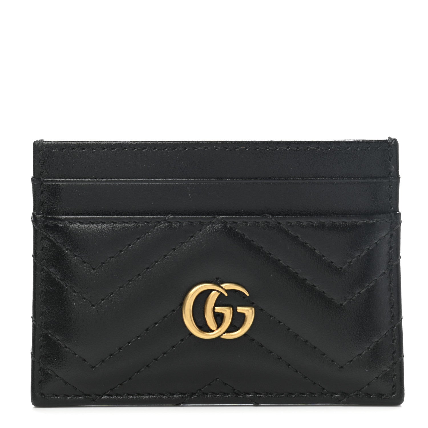 Gucci Calfskin Matelasse GG Marmont Card Holder Black 1 of 7