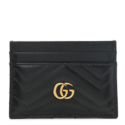 Gucci Calfskin Matelasse GG Marmont Card Holder Black 1 of 7