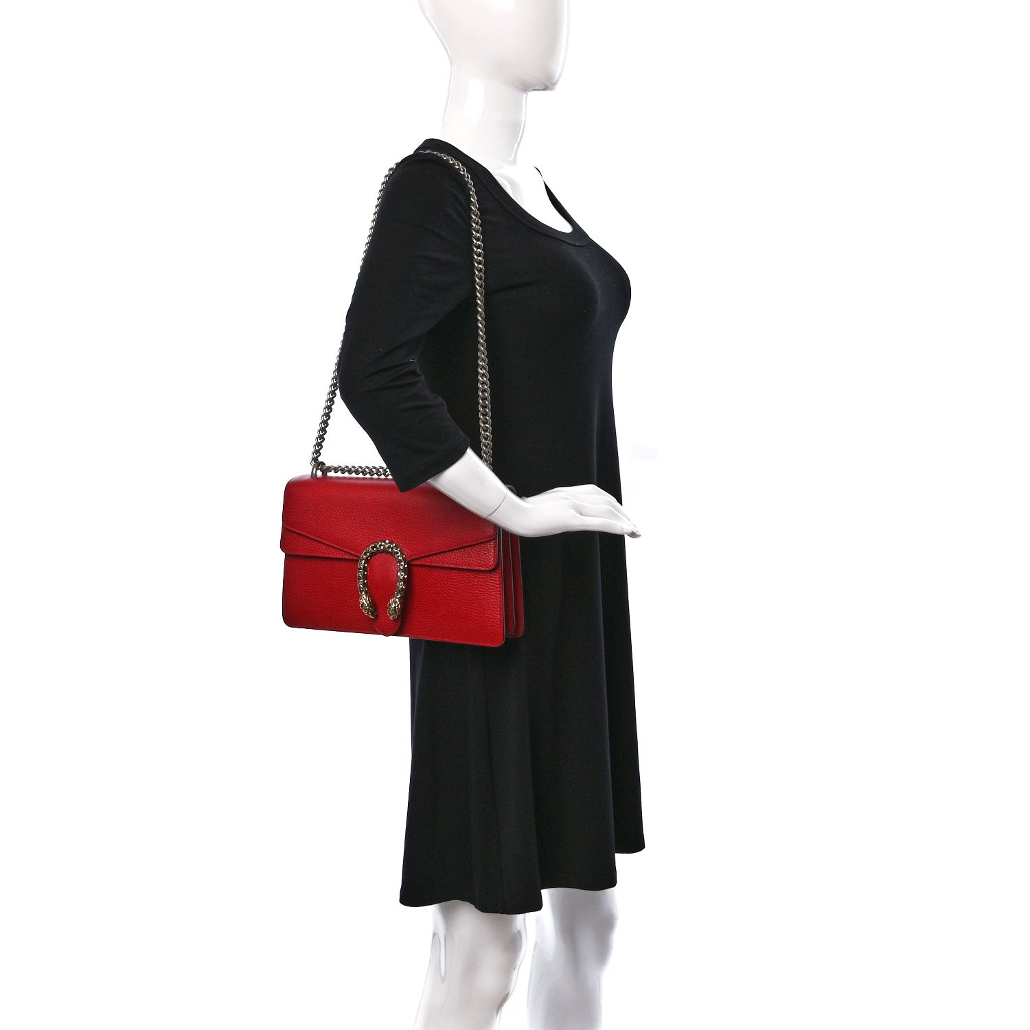 Gucci Dollar Calfskin Swarovski Crystal Small Dionysus Shoulder Bag Hibiscus Red 2 of 14