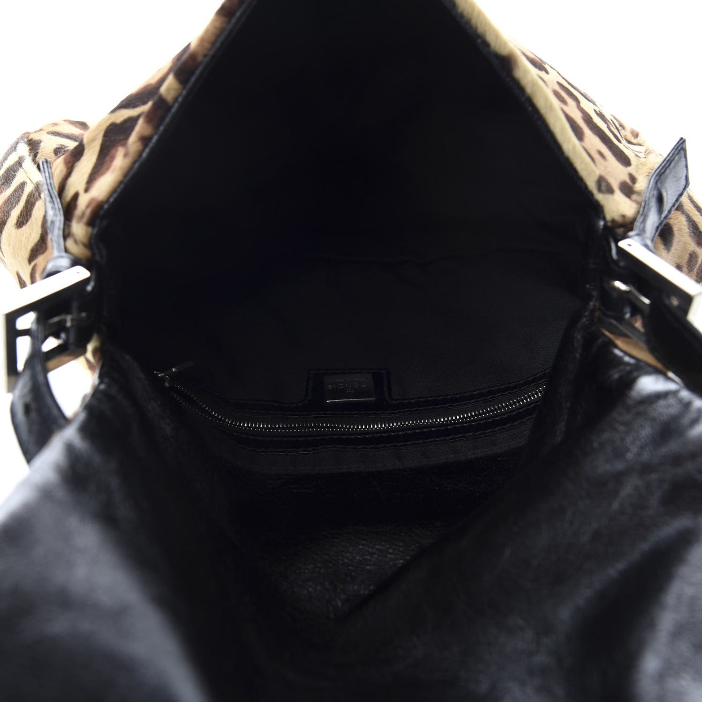 Calf Hair Leopard Print Mama Baguette Brown