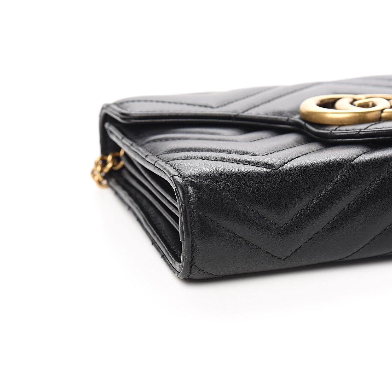 Gucci Calfskin Matelasse GG Marmont Chain Wallet Black 7 of 9