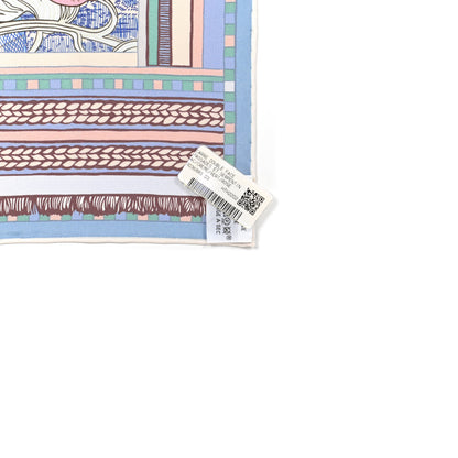 Hermes Silk Passades et Serpentines Double Face Scarf 90 Creme Vert Rose 4 of 4