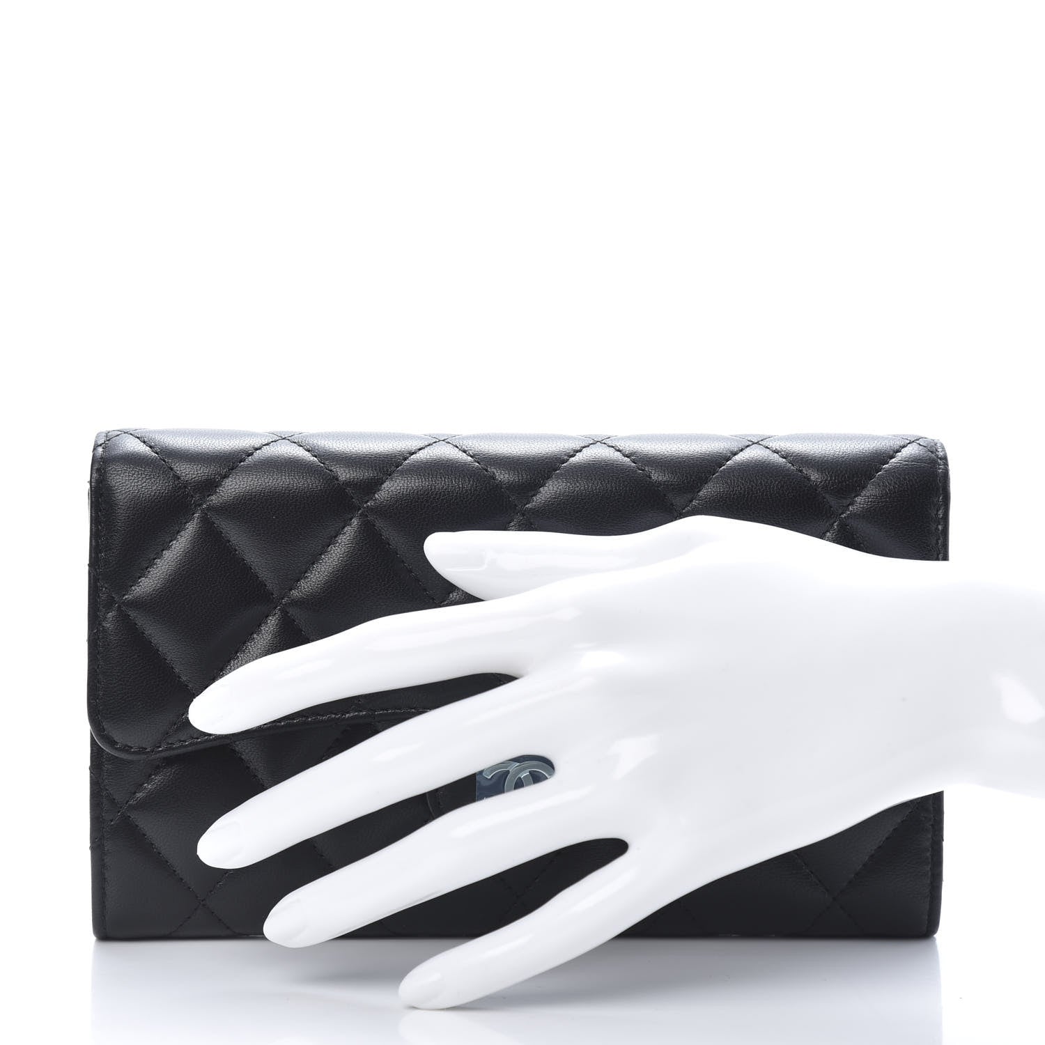 Chanel Lambskin Quilted Large Flap Wallet Black 2 of 12