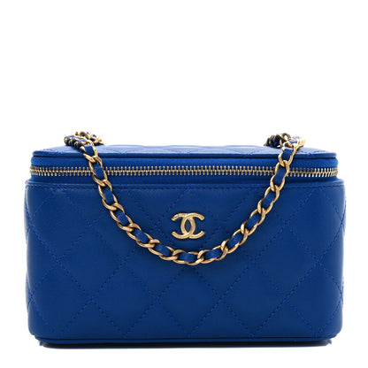 Chanel Lambskin Quilted Pearl Crush Small Vanity Case With Chain Blue 1 of 9