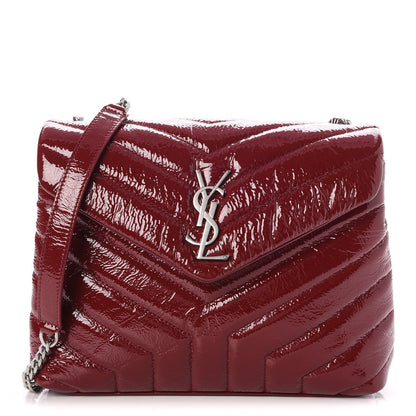 Saint Laurent Patent Y Quilted Monogram Small Loulou Chain Satchel Palissandre 1 of 7