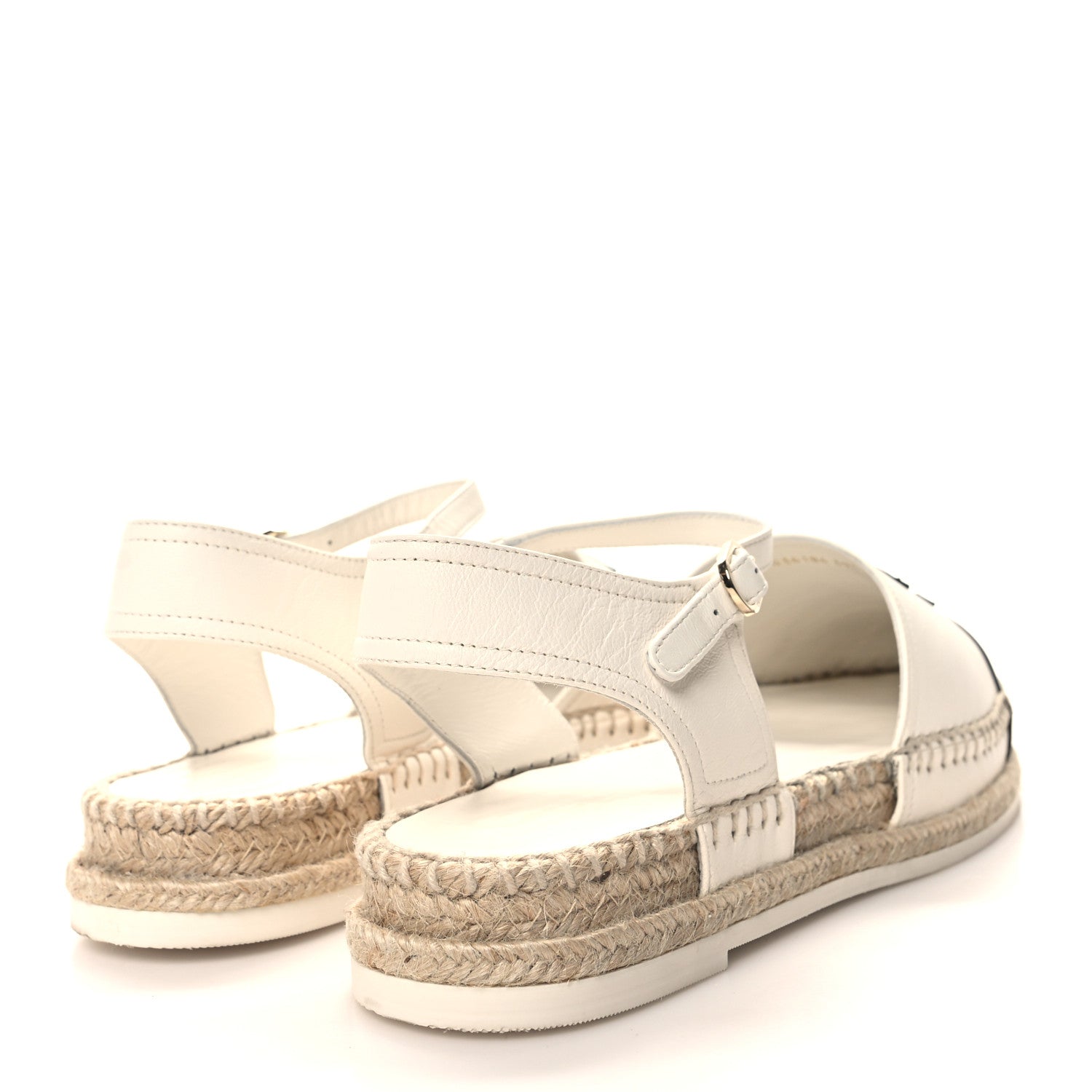Chanel Lambskin Cap Toe CC Espadrille Sandals 39 White Black 4 of 9