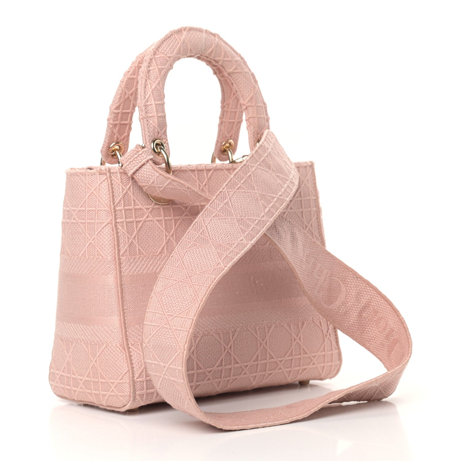Christian Dior Canvas Embroidered Cannage Medium Lady D-Lite Pink 3 of 15