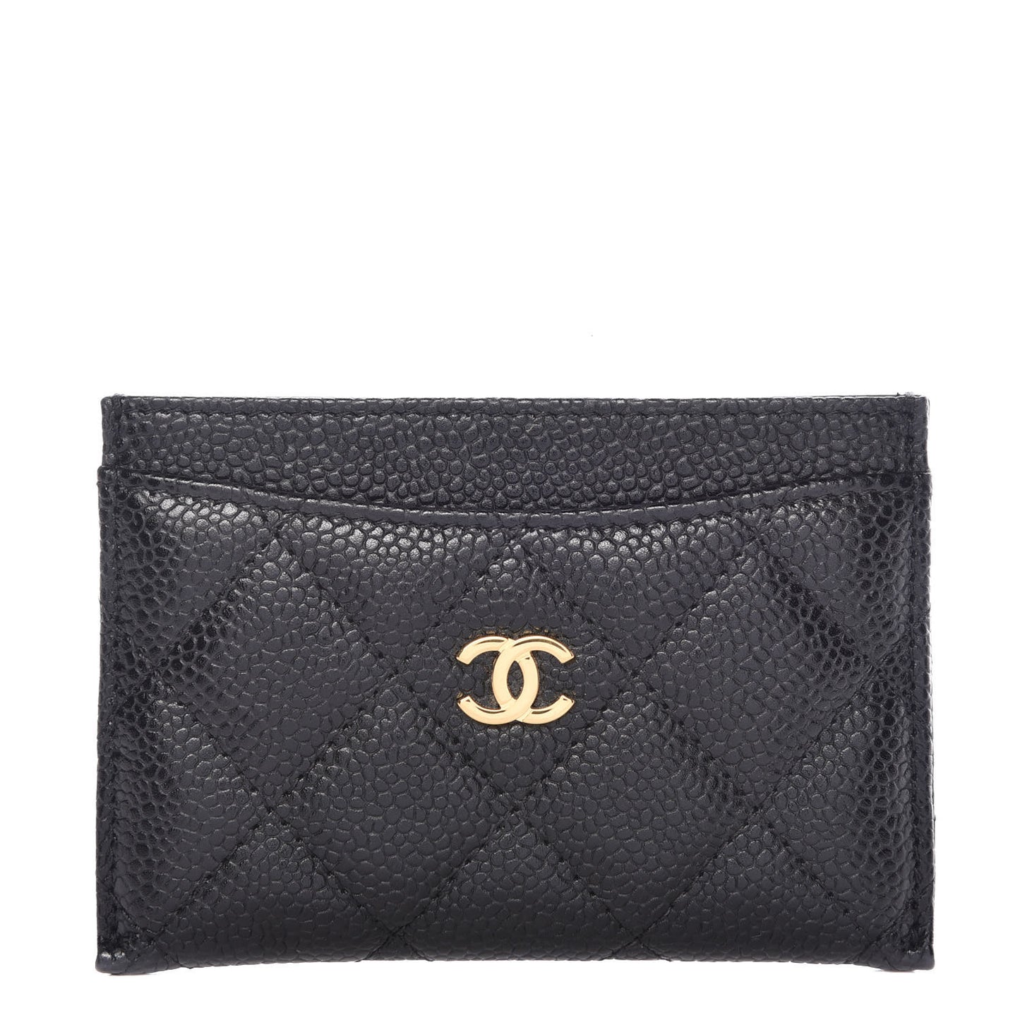 Caviar Quilted Card Holder Black