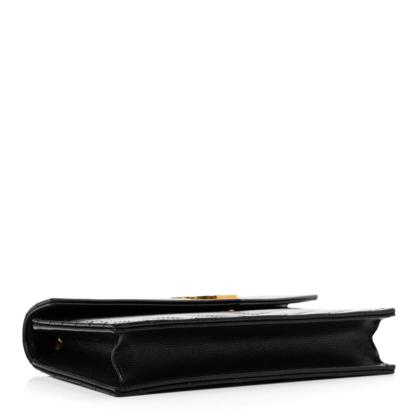 Grain De Poudre Matelasse Chevron Monogram Envelope Chain Wallet Black